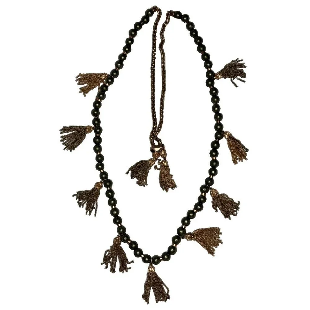 Kendra Scott Beaded Tassel Convertible Statement Necklace Green/Gold